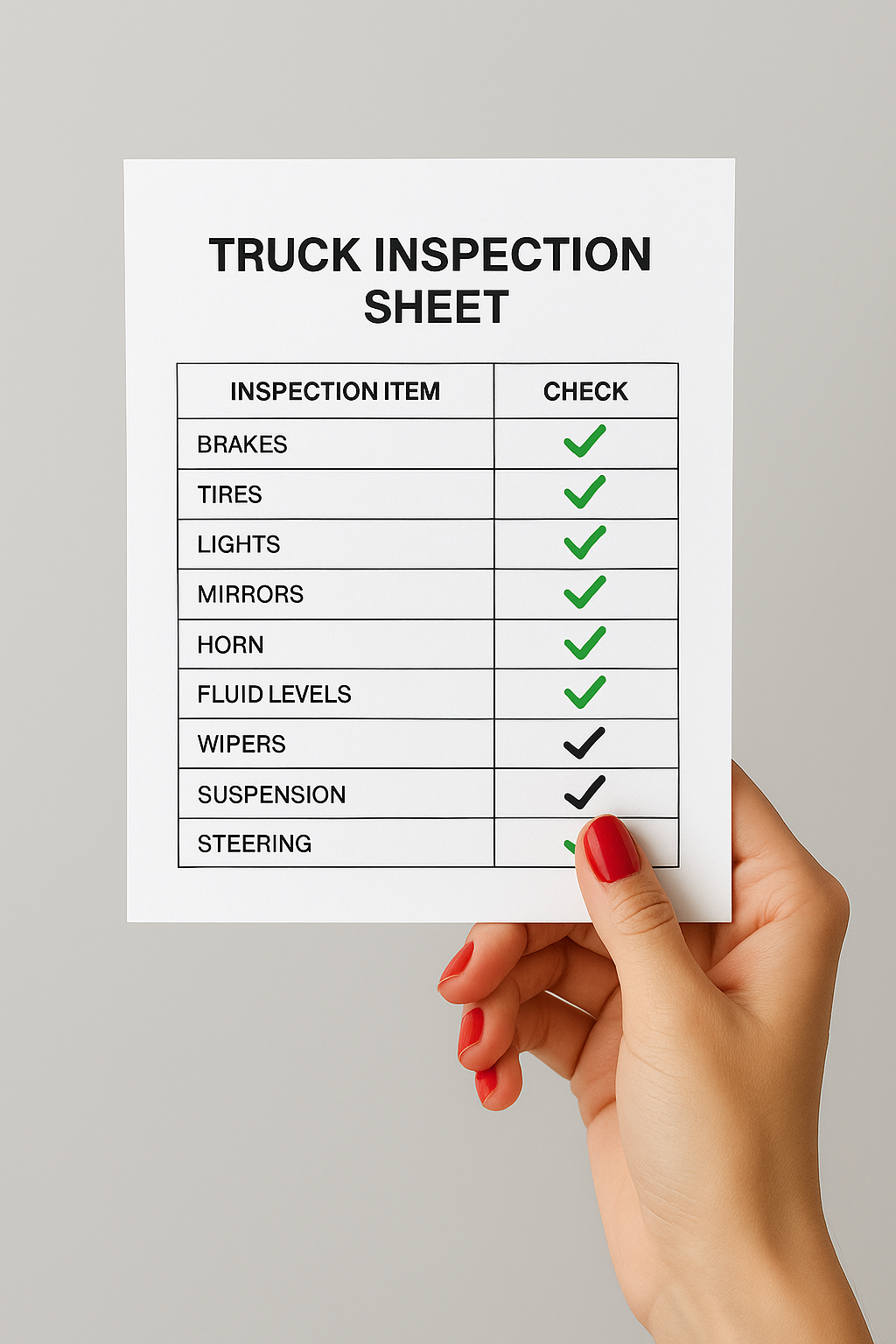 Truck inspection checklist